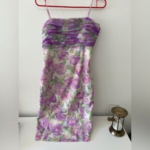Vintage Purple and Green Floral Shift Dress
